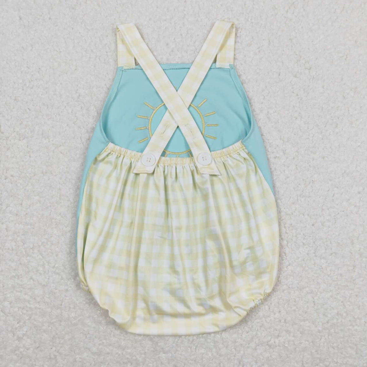 SR1072 embroidery Sun Cyan yellow sleeveless boys romper