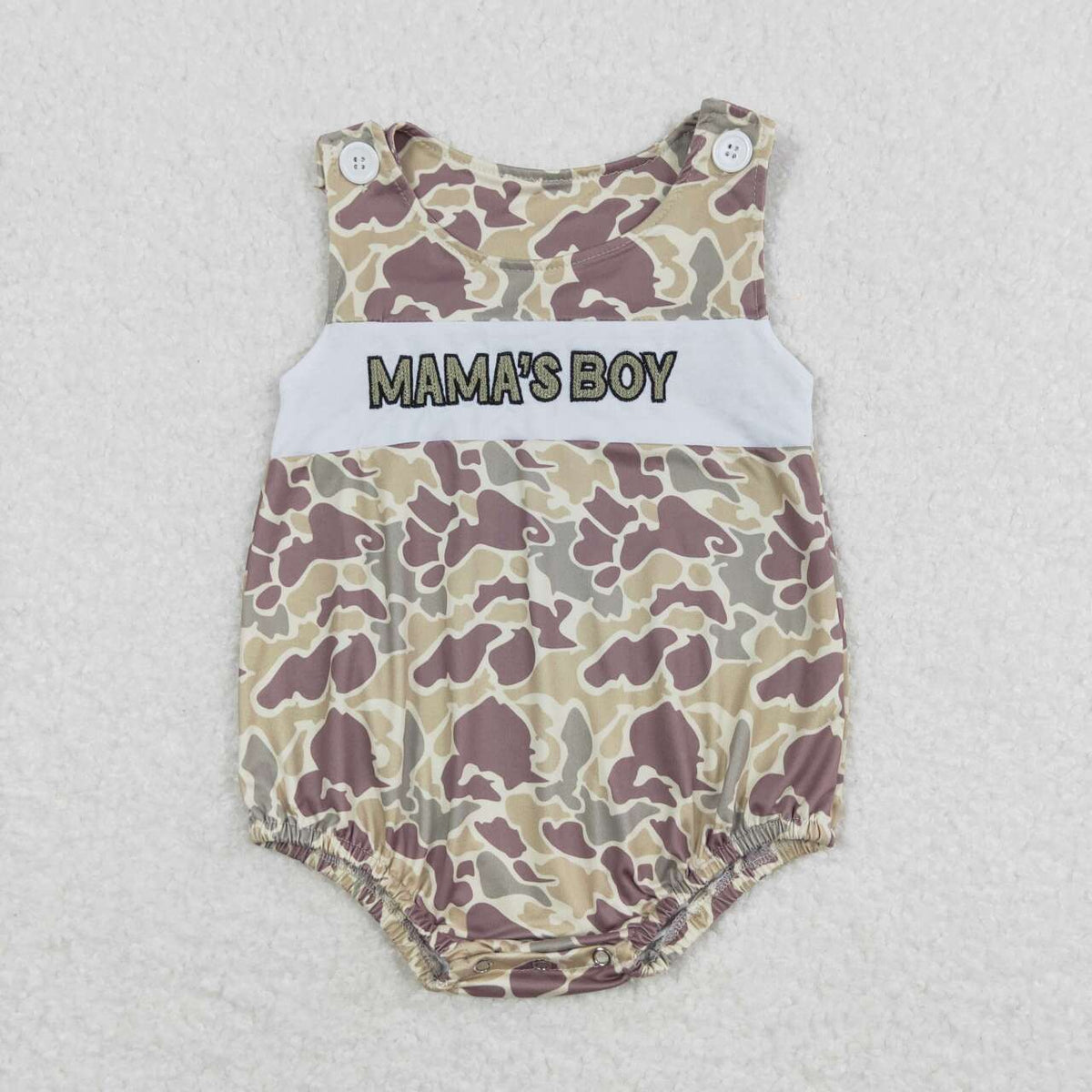 USA SHOP SR0995 embroidery Mama's Boy Camo Green Sleeveless Boys Romper