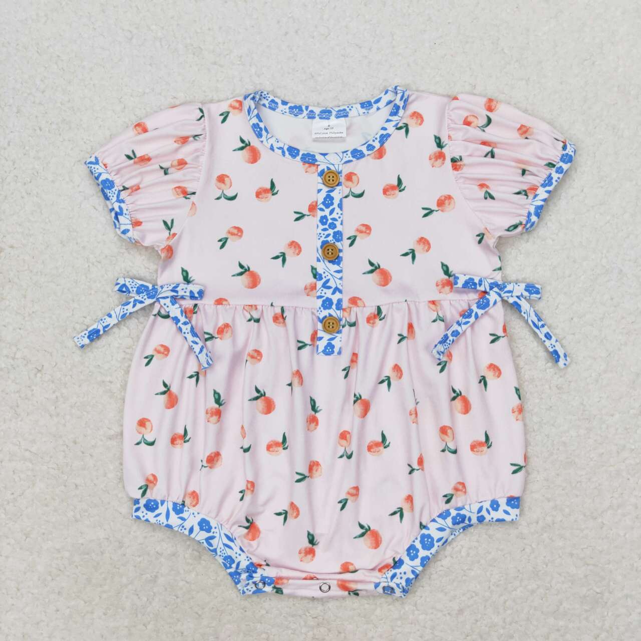 SR1425 peach pink short sleeve girls romper