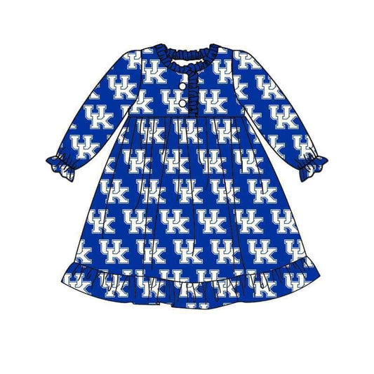 custom S 8.23 Blue long sleeve girls dress