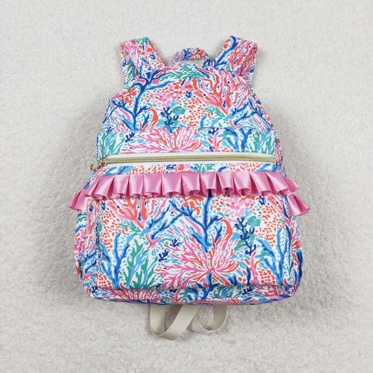 USA SHOP BA0185 multi color flowers bright print hot pink kids bag