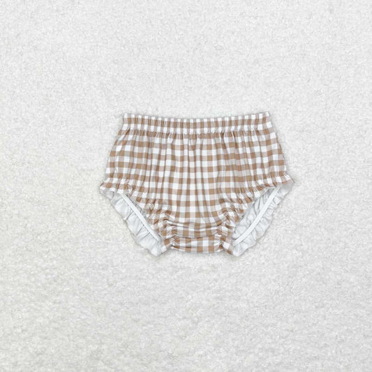 SS0365 khaki checkered girls bummies shorts