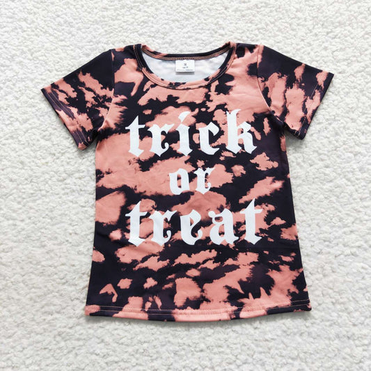 BT026 Halloween trick or treat brown boys t-shirt