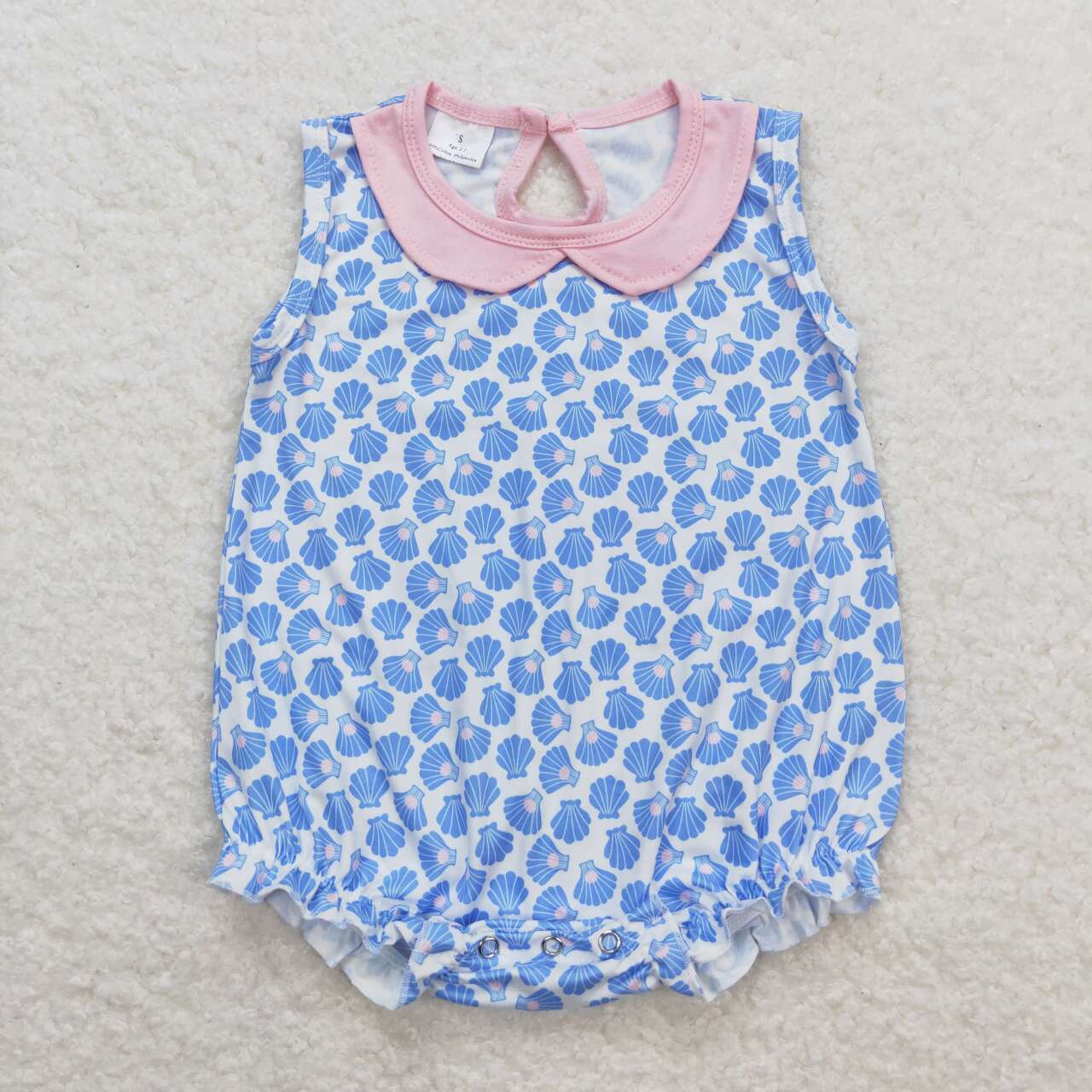SR1003 Blue Shell Sleeveless Girls Summer Romper