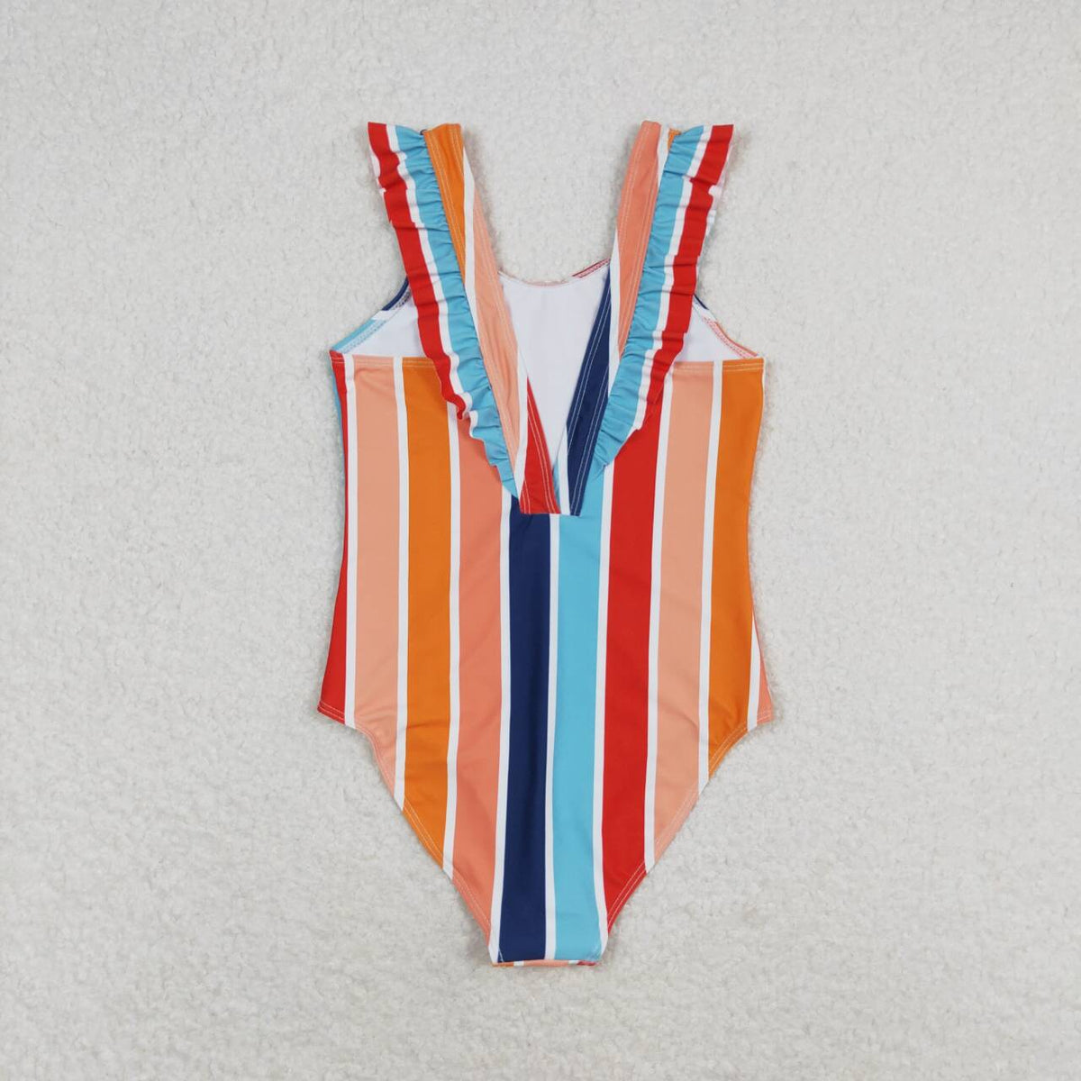 S0341 rainbow multi color striped  sleeveless girls swimsuits
