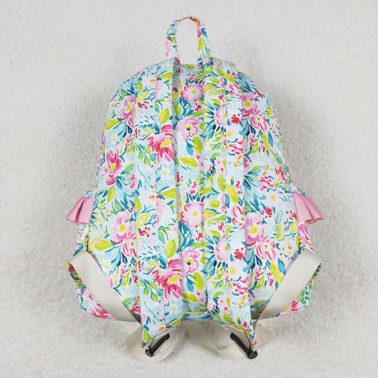 BA0176 colorful flowers green kids bag