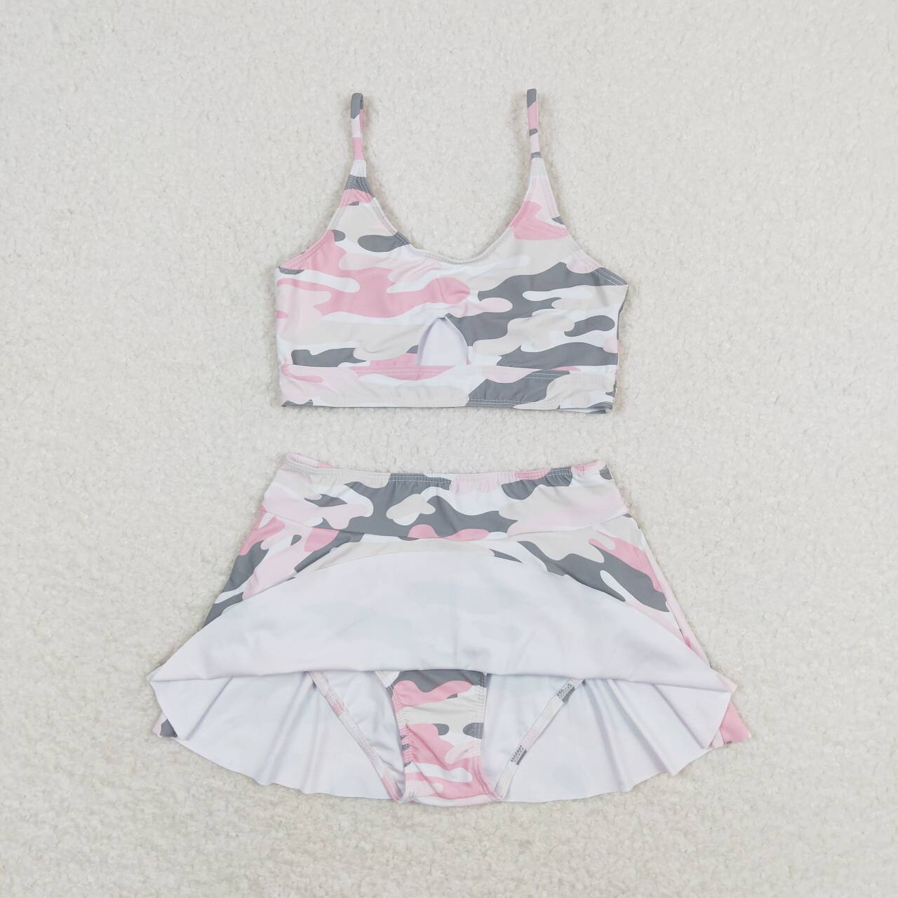 S0285 pink camo girls swimsuits