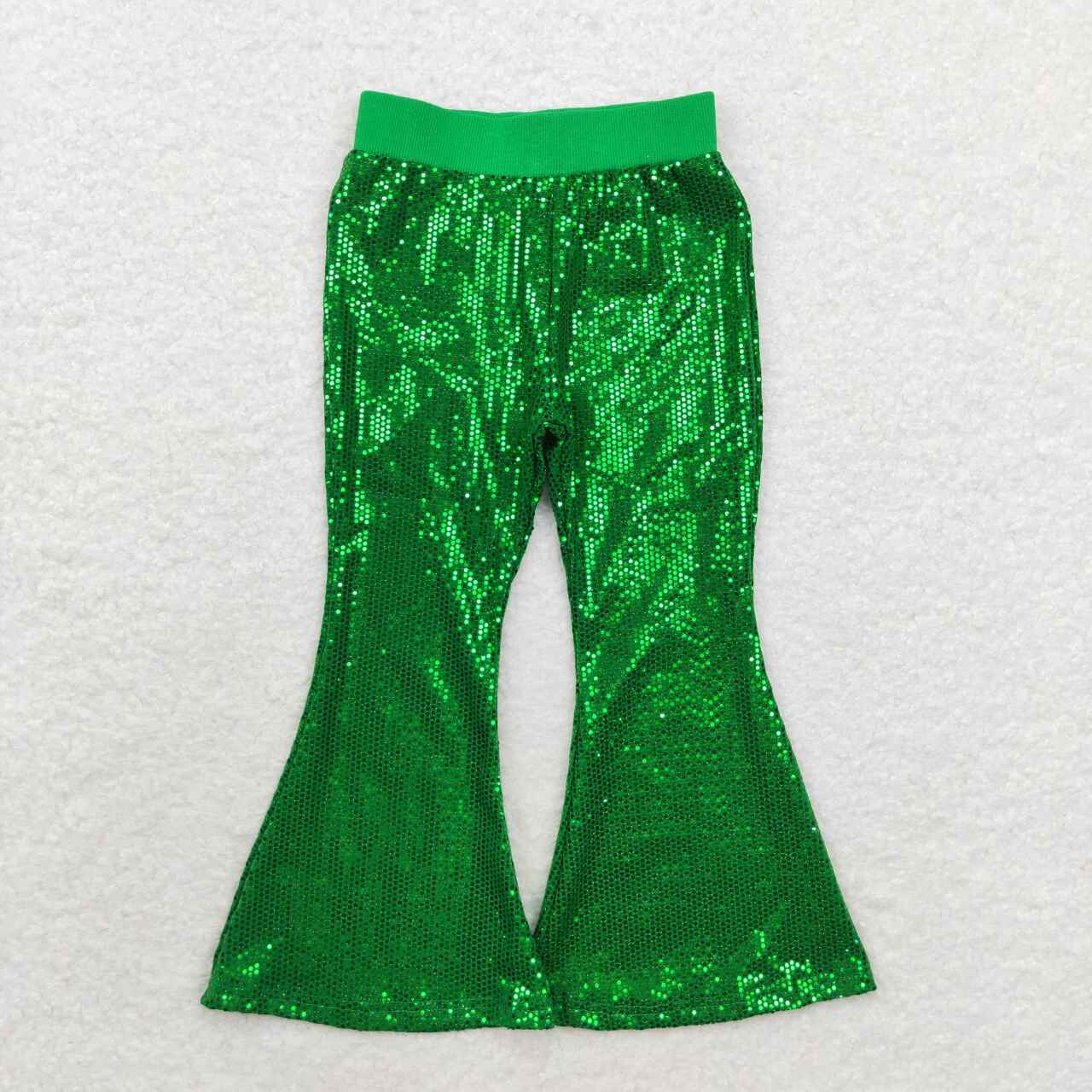 P0498 green sequin girls pants