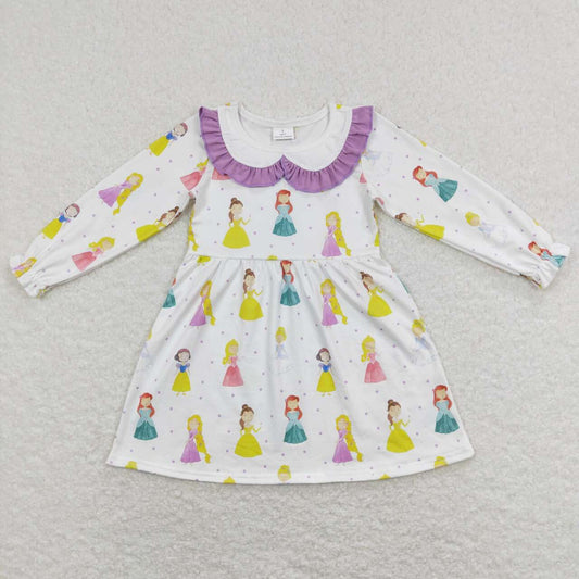 GLD0478 Cartoon Princess long sleeve girls dress