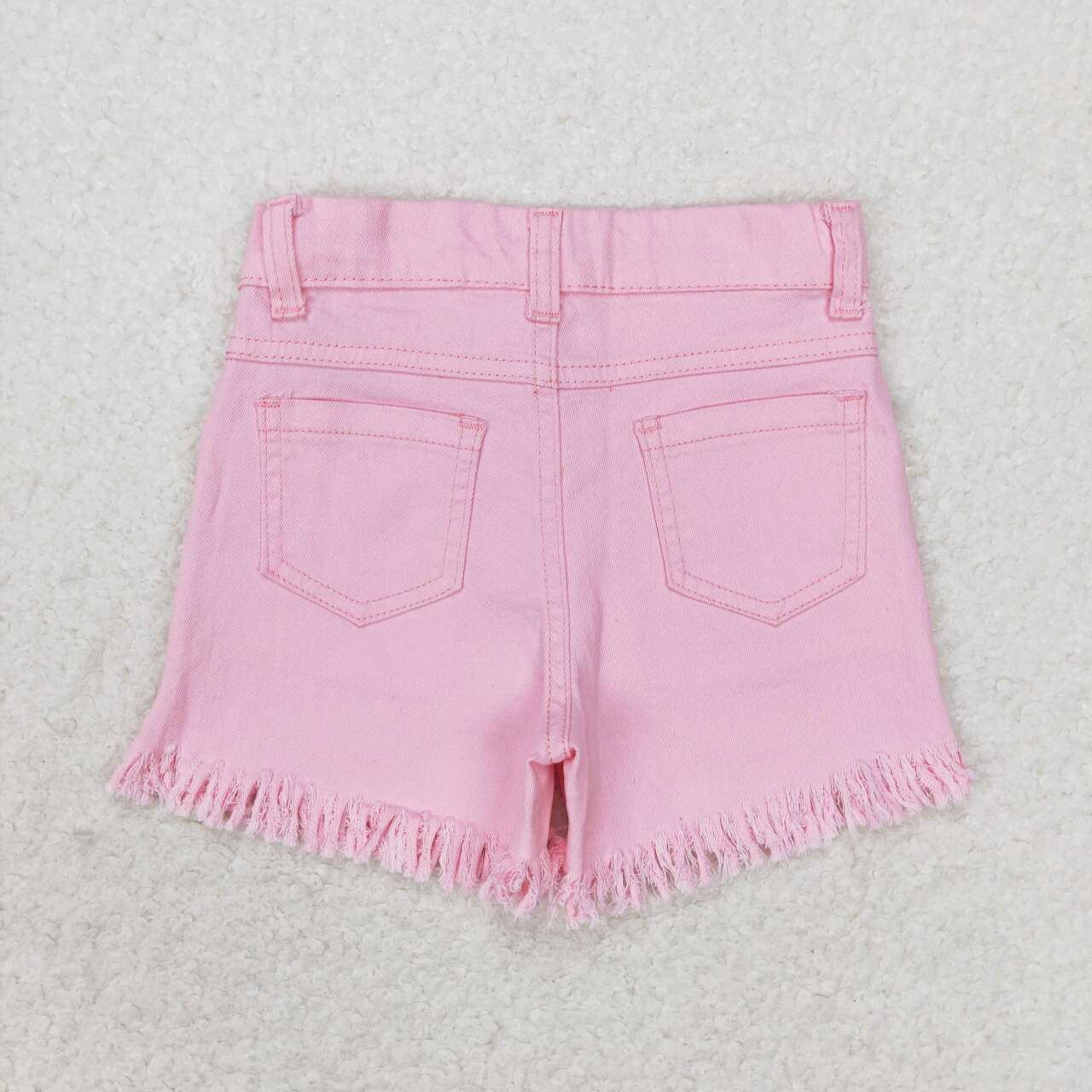 SS0230 pink sequin tassels girls denim shorts