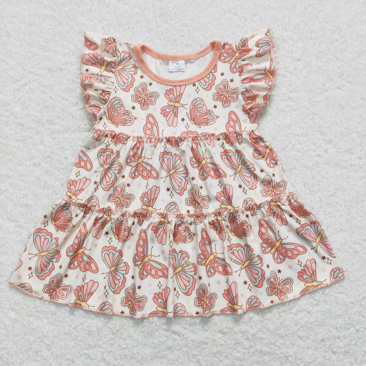 GT0558 multi color butterfly orange flutter sleeve girls top