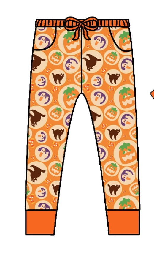 custom bamboo Halloween spooky pumpkin orange adult pants