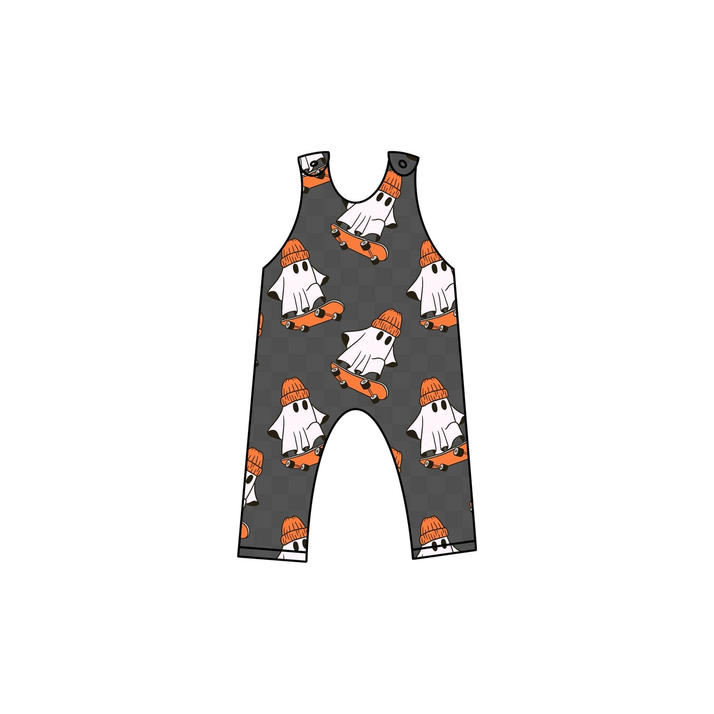 custom Halloween cartoon spooky black boys romper