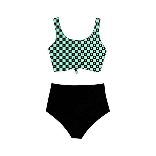 custom flash green adult 2pcs swimsuits