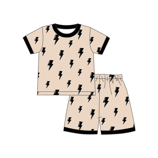 custom flash khaki short sleeve shorts boys set