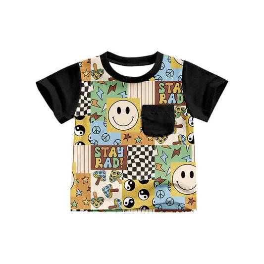 custom stay smile pocket short sleeve boys top