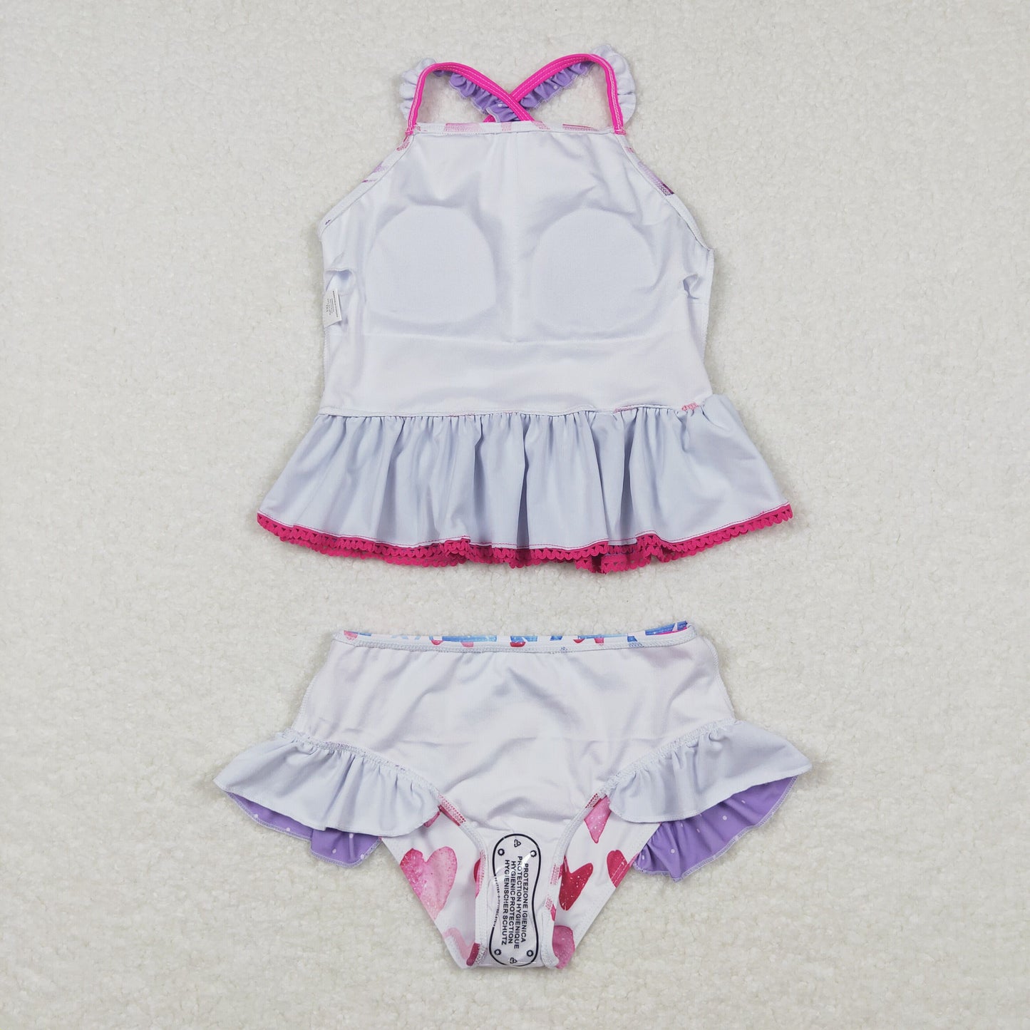 S0163 Pink heart purple girls swimmsuit