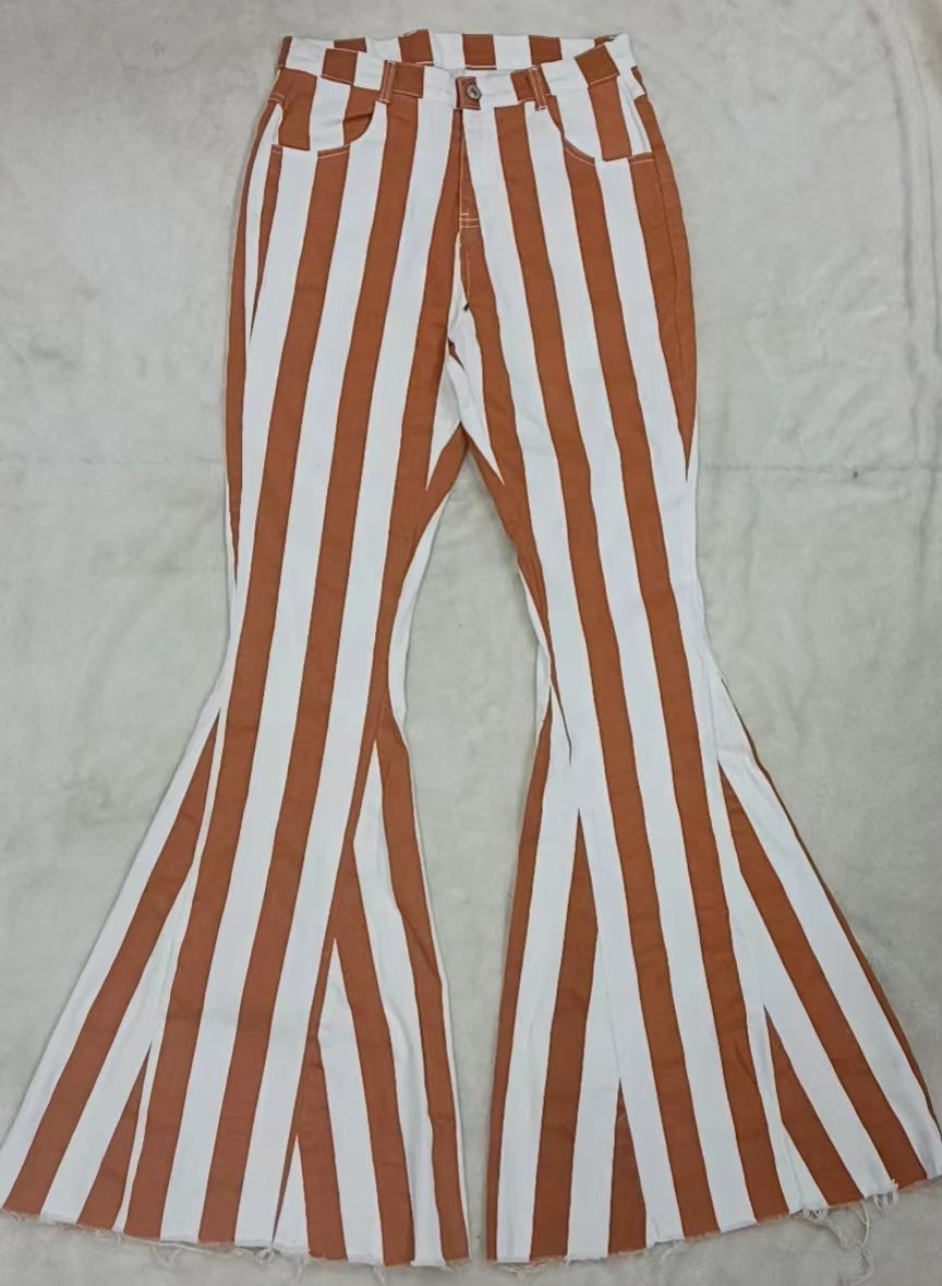 P0010 Orange striped adult denim pants