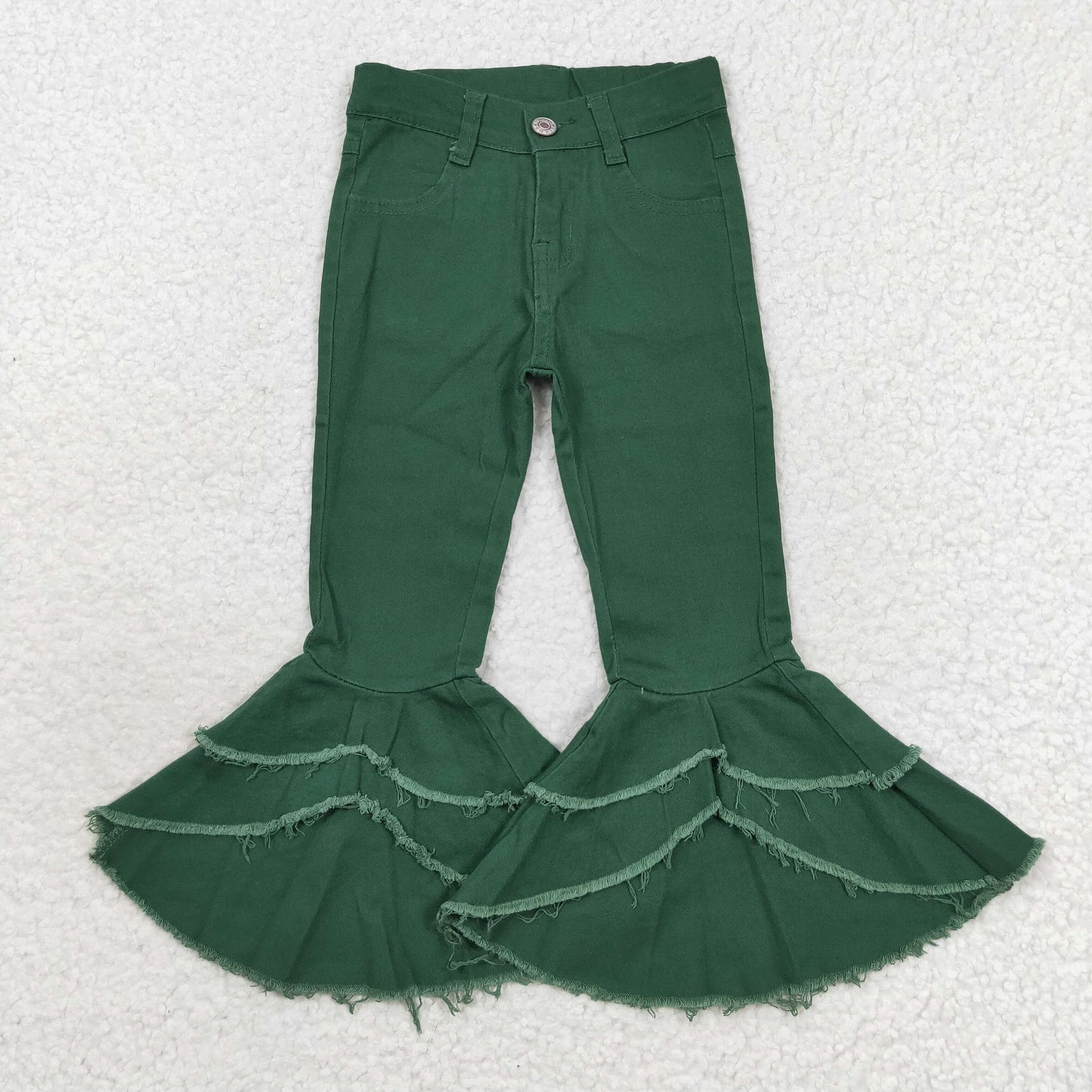 P0171 Green Bell-bottom Girls Denim Jeans