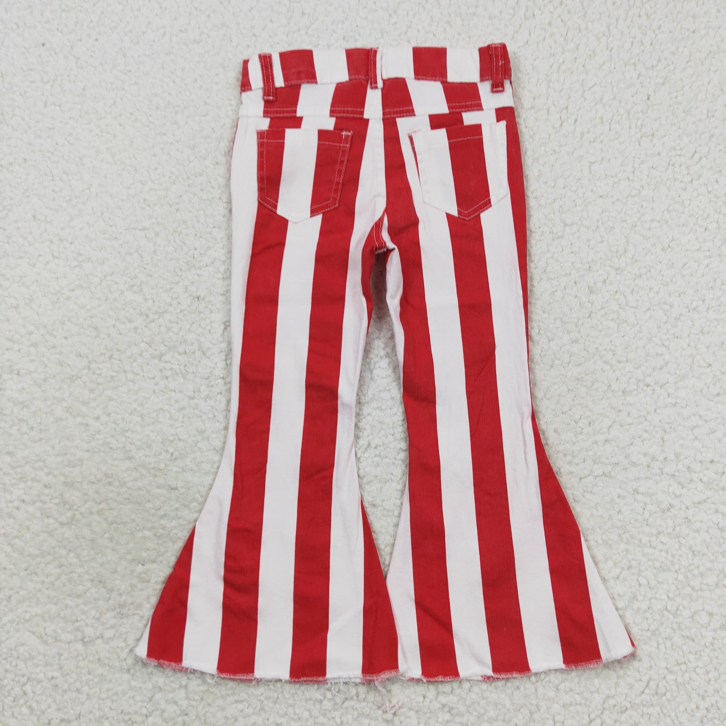 P0246 Red striped girls denim pants