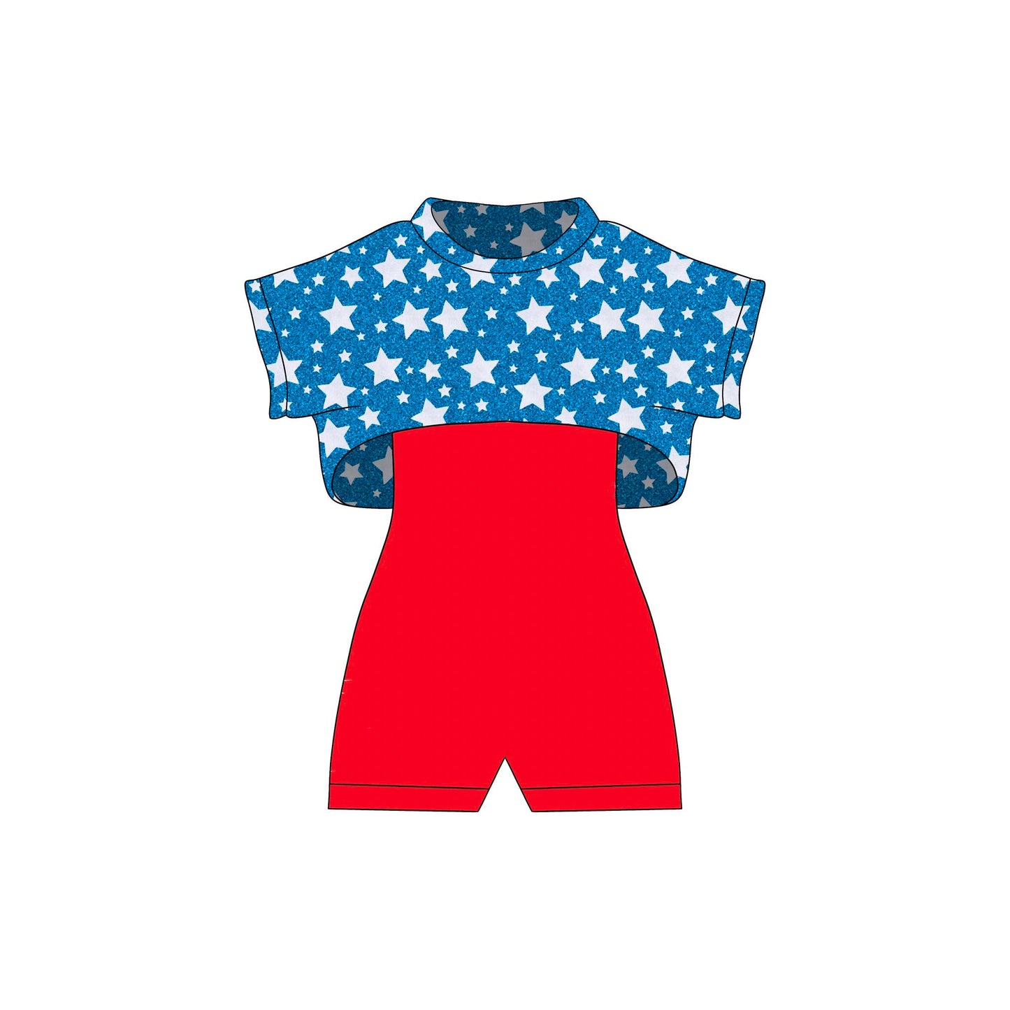 custom style July 4th star short sleeve jumpsuits girls set