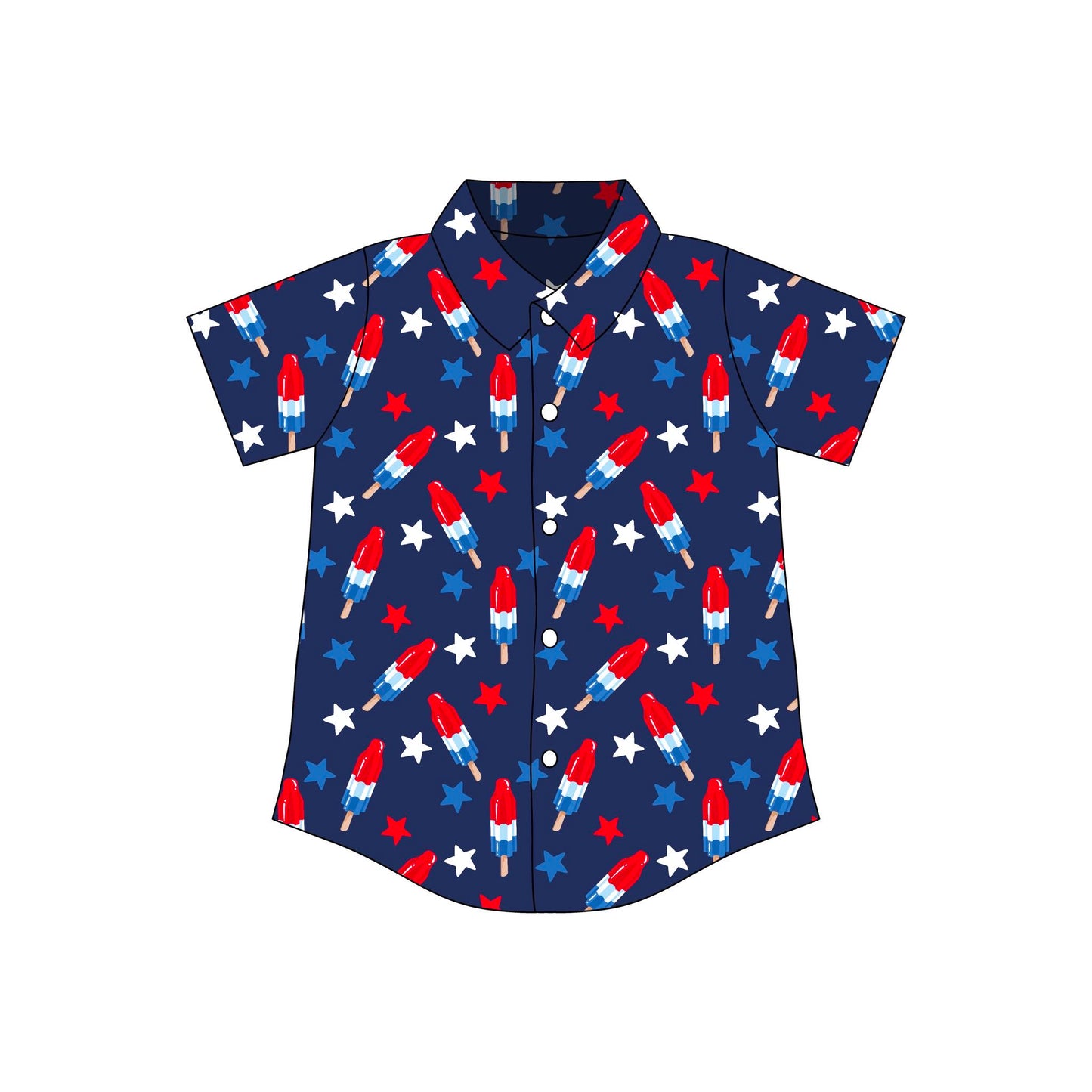 custom style July 4th firework star short sleeve boys top