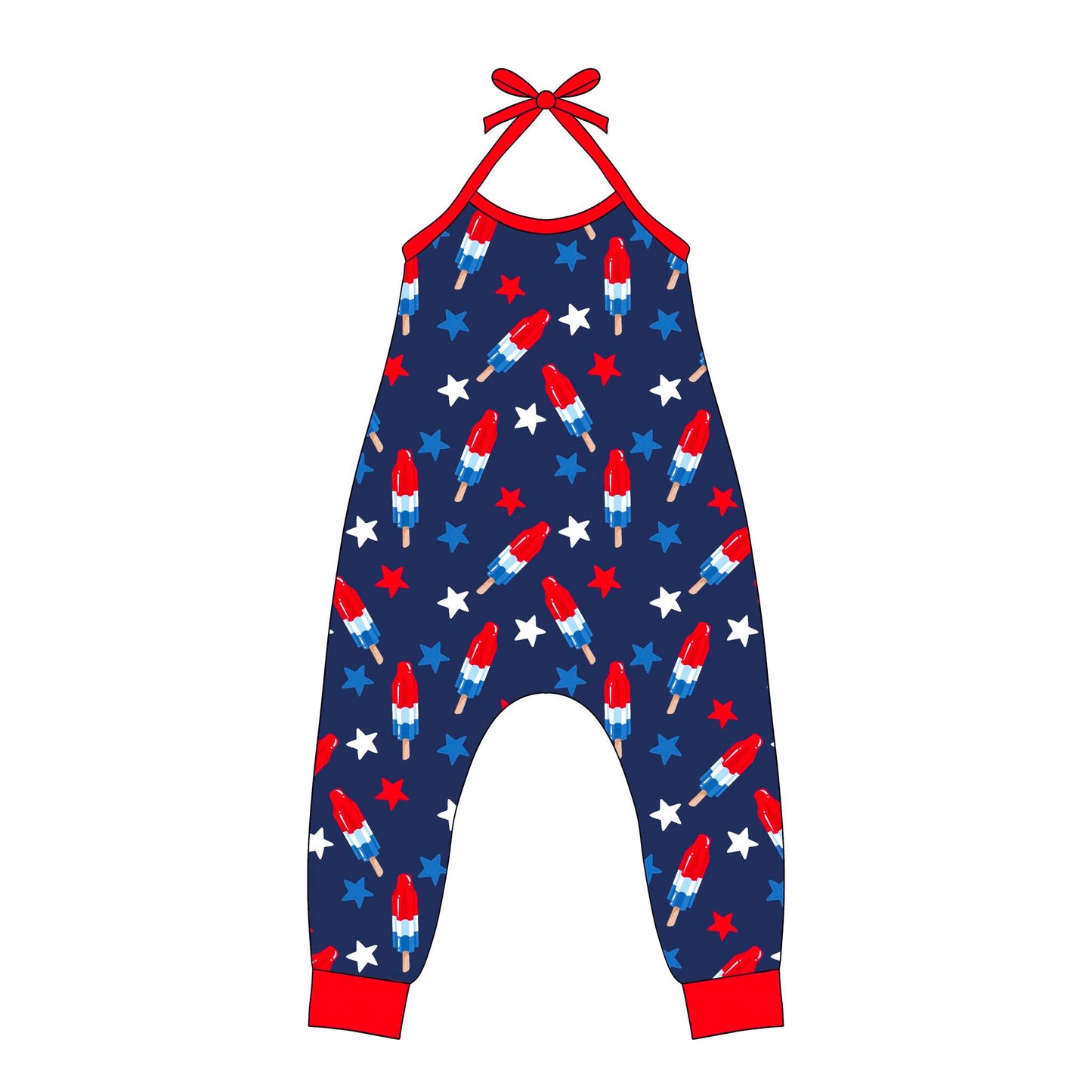 custom style July 4th firework stat girls jumpsuits