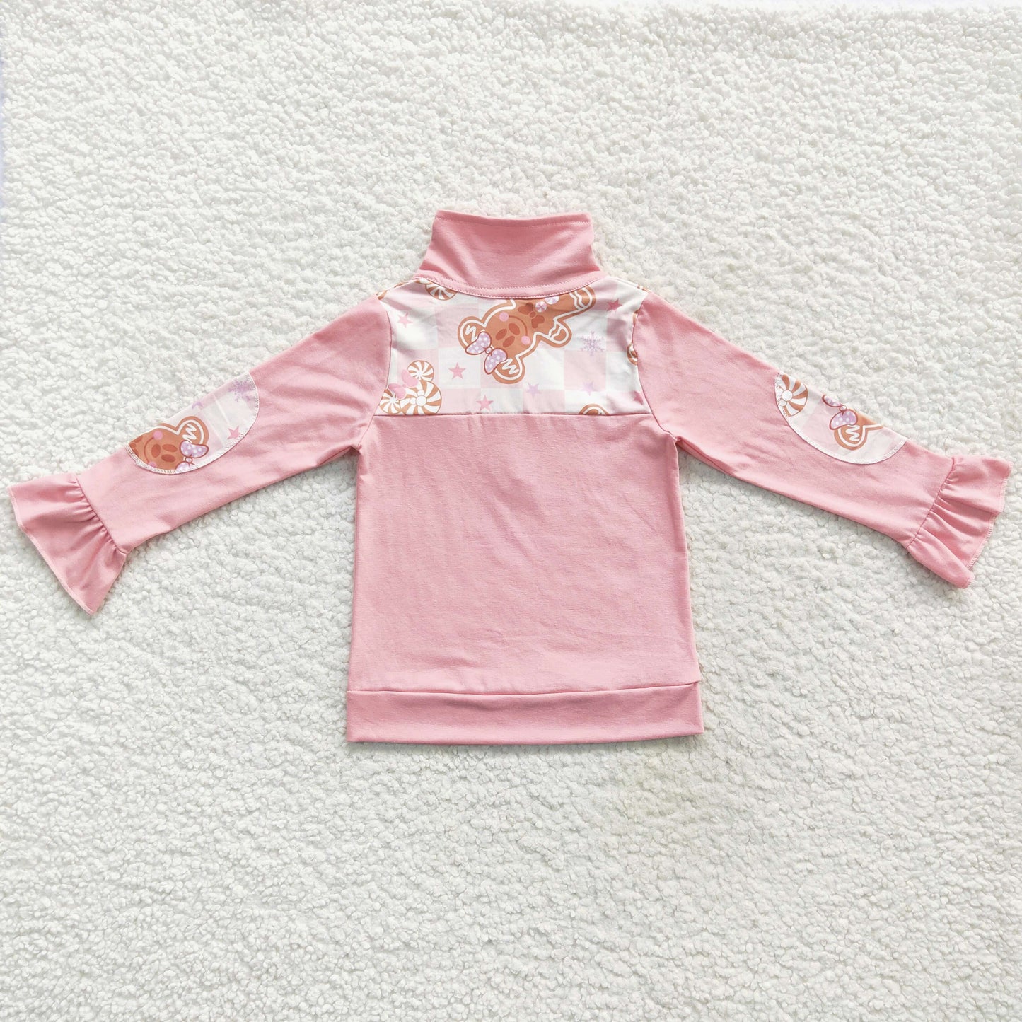 GT0218 Christmas cartoon gingerbread man pink girls pullover