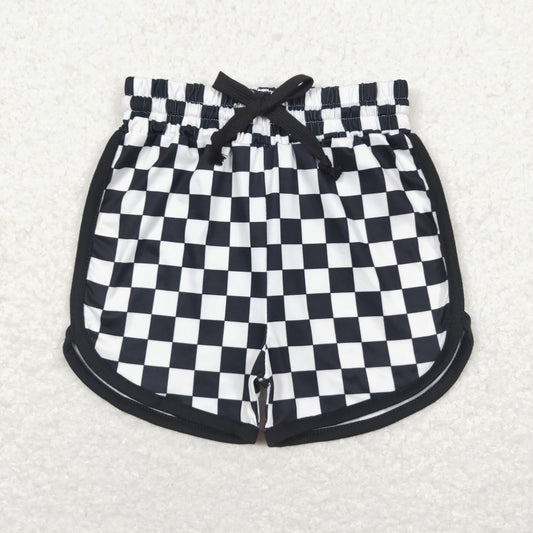 SS0279 black checkered adult shorts