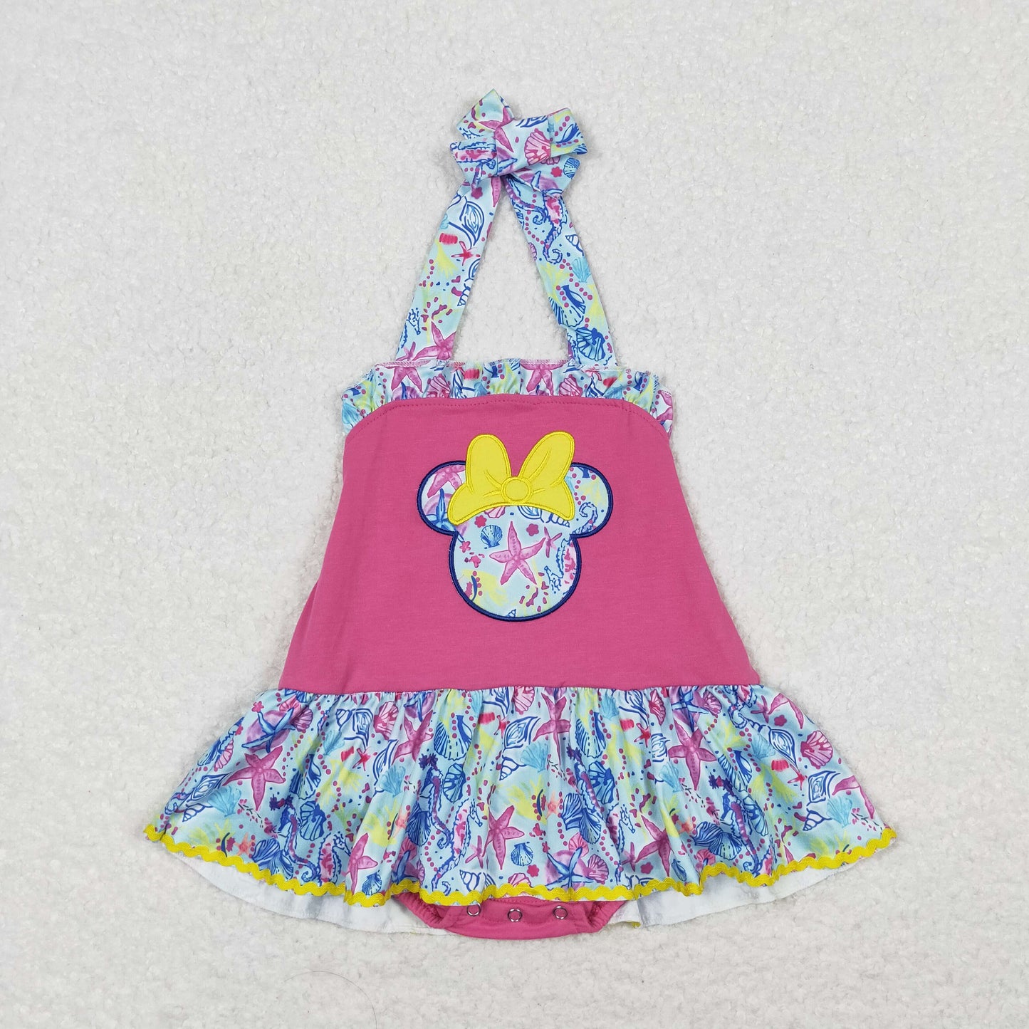 SR1346 embroidery cartoon M purple lace-up girls romper