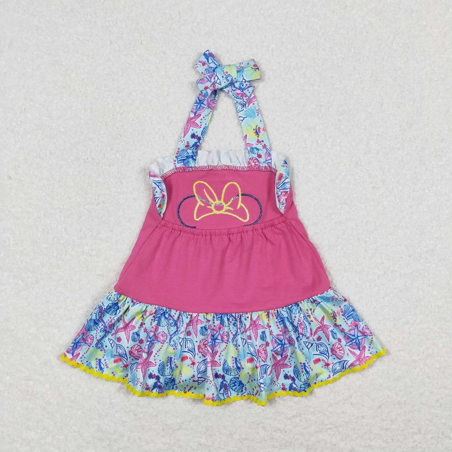 SR1346 embroidery cartoon M purple lace-up girls romper