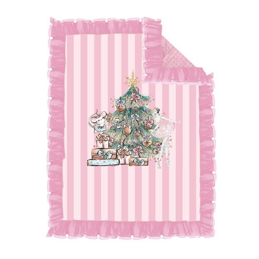 custom S 9.2 Christmas tree pink baby blanket