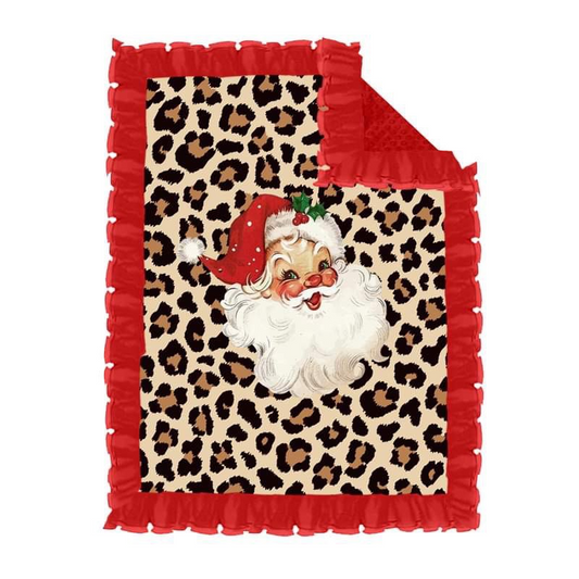 custom S 9.2 Christmas Santa Claus leopard baby blanket