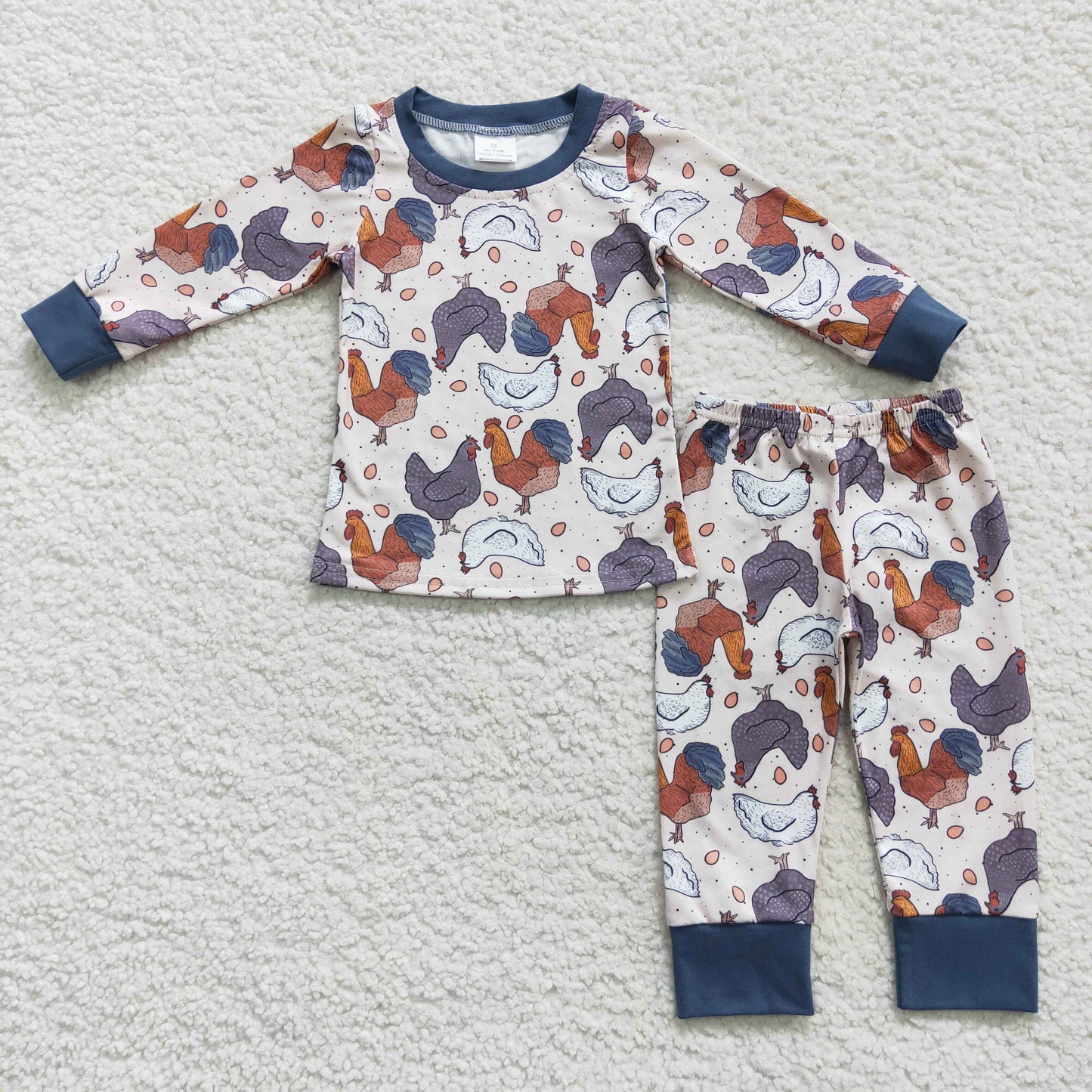 BLP0280 Farm chicken egg long sleeve pants boys pajamas