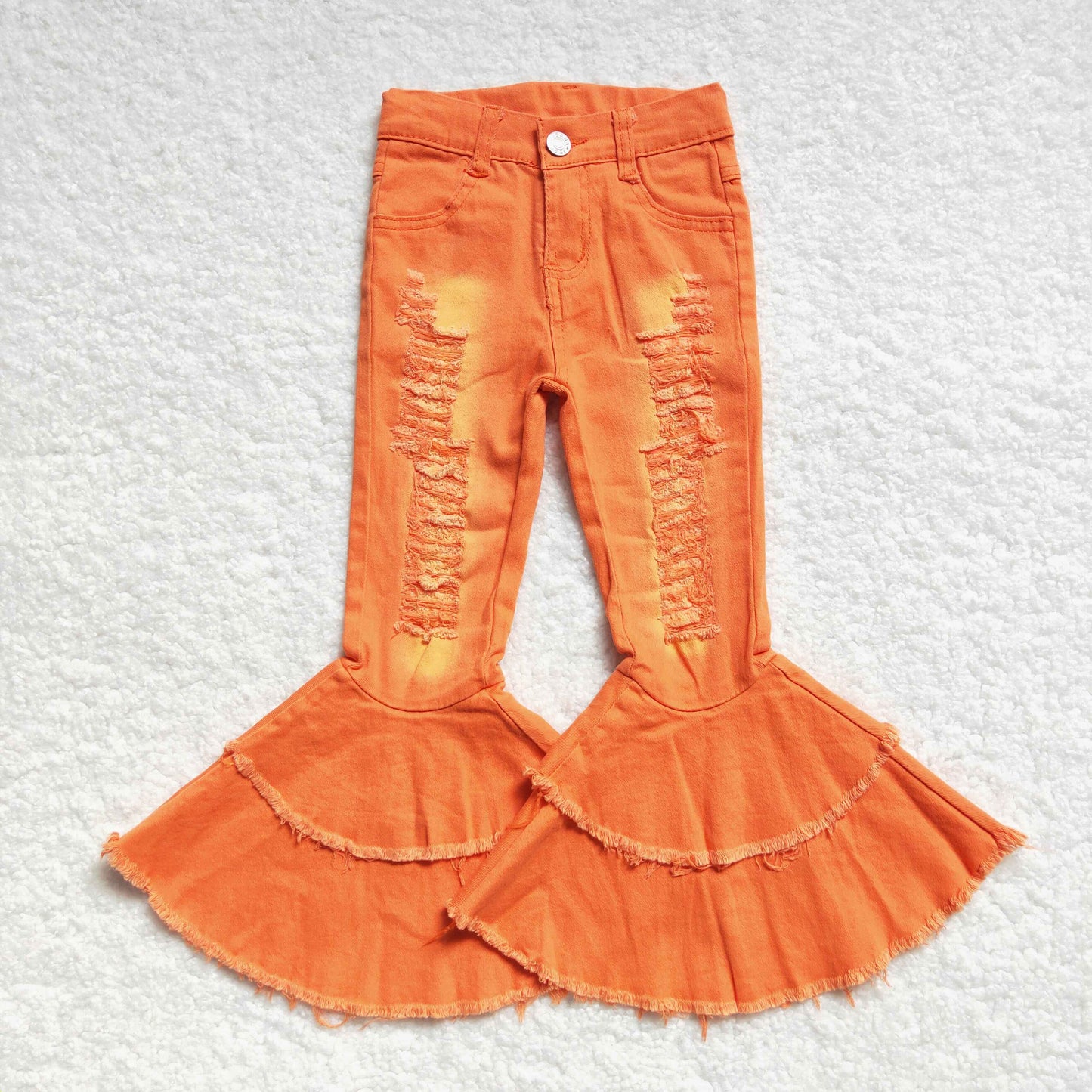 P0270 Orange ripped denim pants girls pants