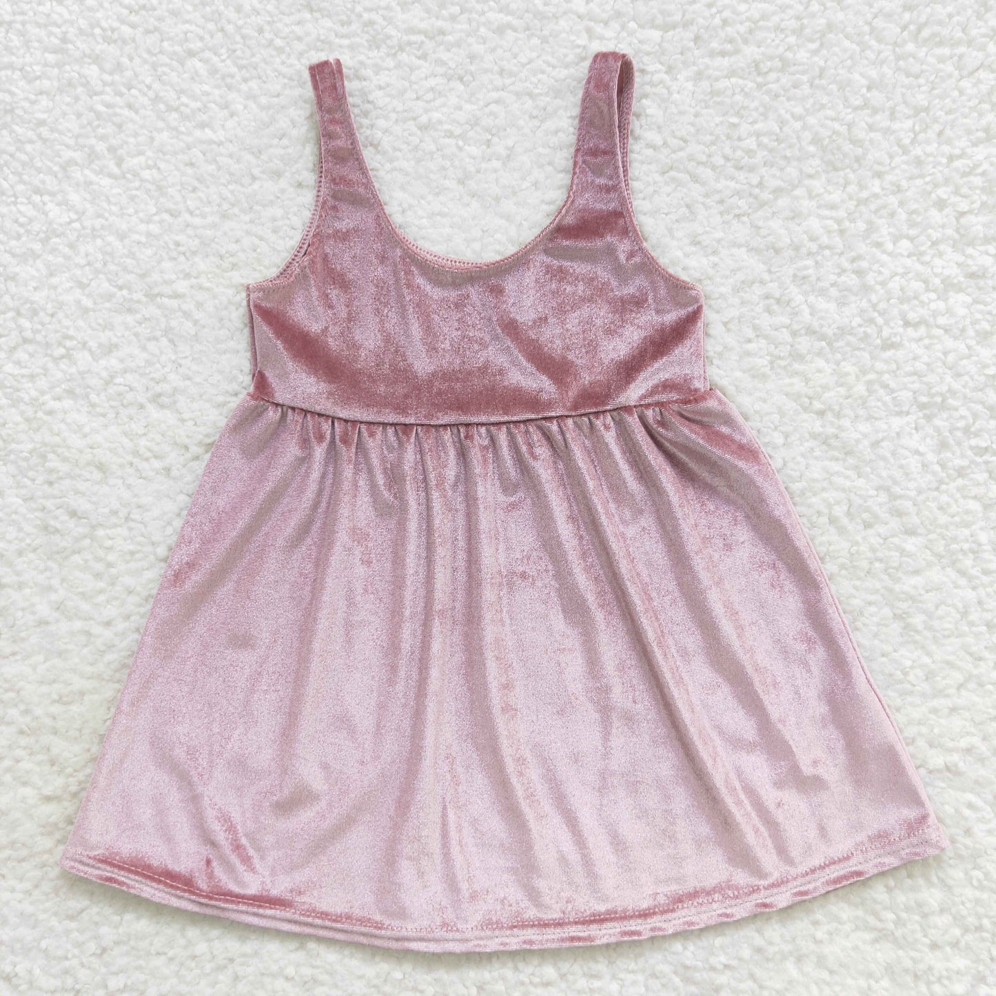 GSD0454  Brown velvet sleeveless girls dress