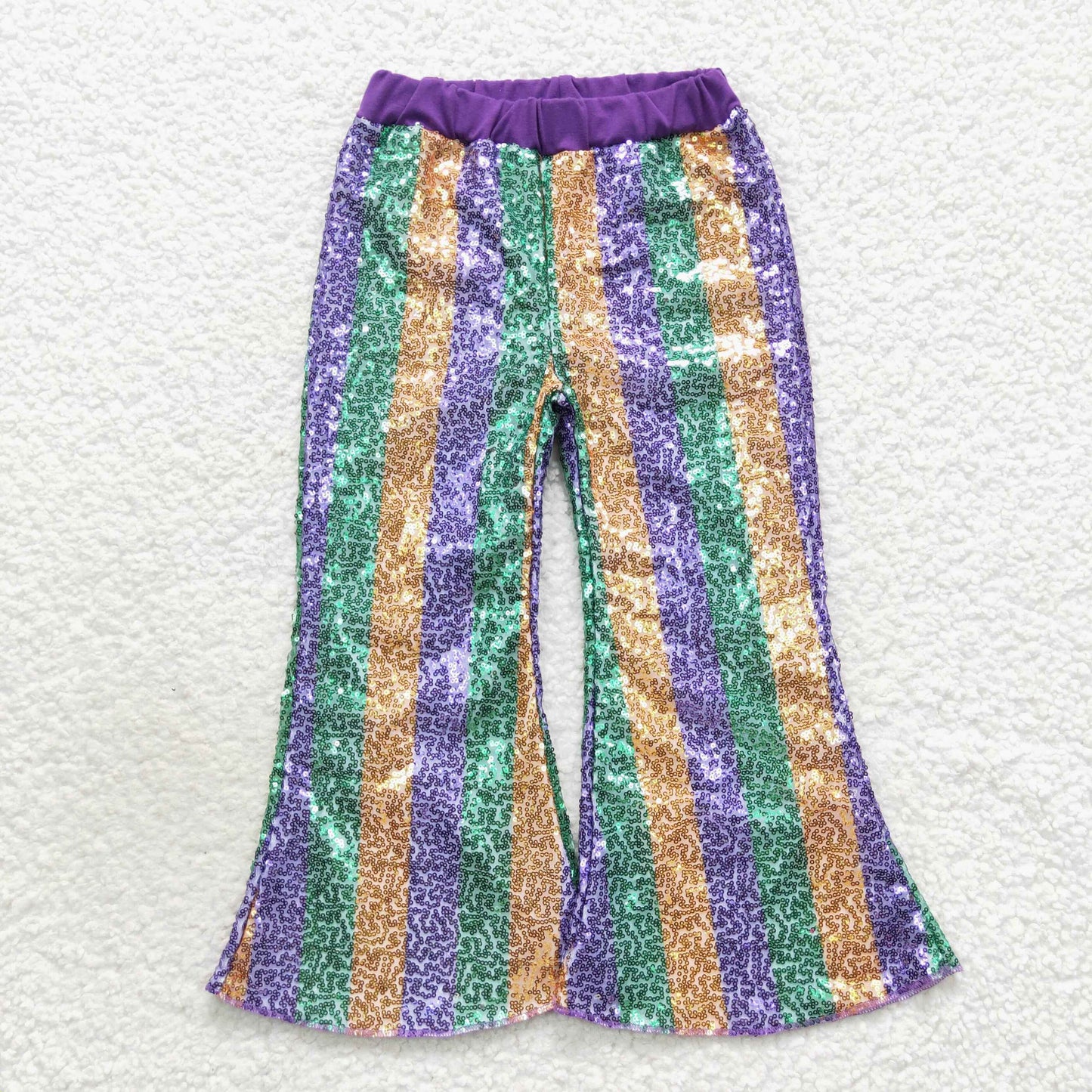 USA SHOP P0277 Green & yellow & purple sequin girls pants