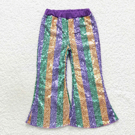 USA SHOP P0277 Green & yellow & purple sequin girls pants