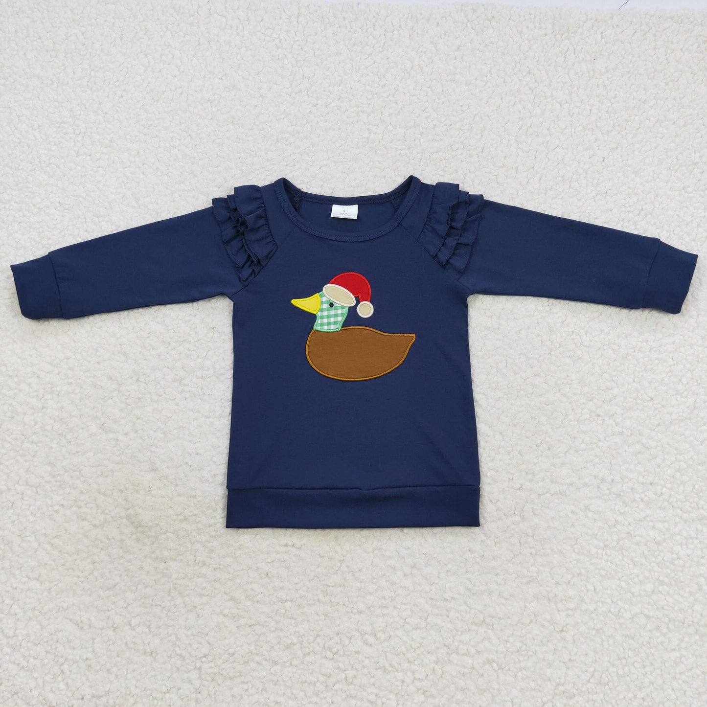 GT0281 Christmas duck navy long sleeve girls top