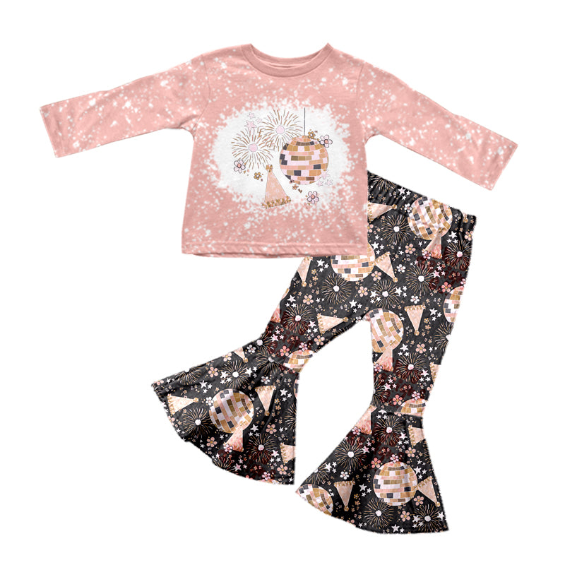 preorder GLP0824 Happy new year pink long sleeve girls set