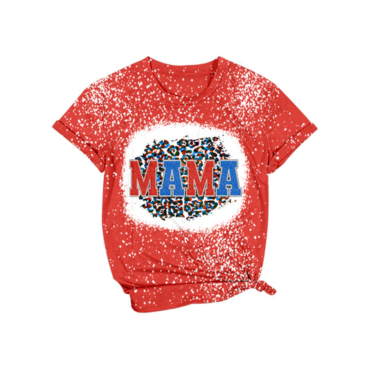 preorder GT0455 July 4th mama leopard red short a sleeve adult top