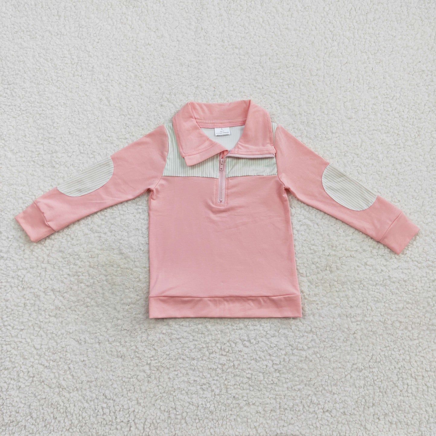 BT0288 Green plaid pink long sleeve kids top