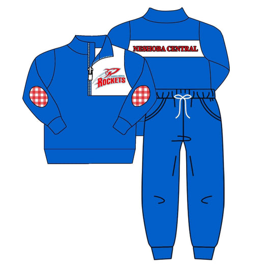 Custom Team blue long sleeve pants boys set