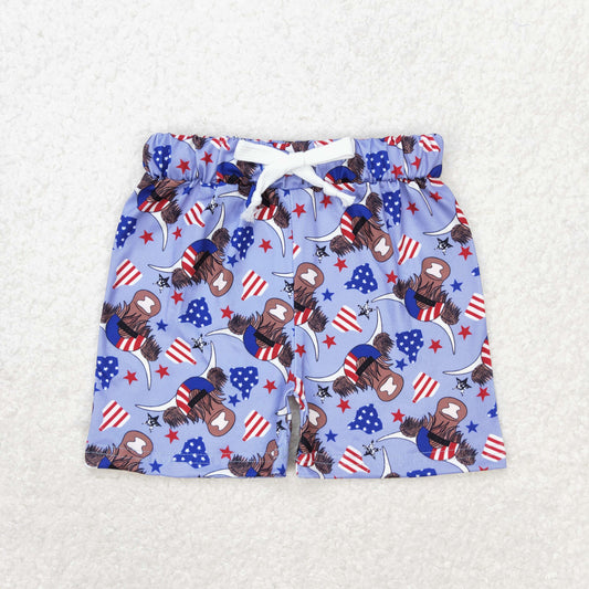 SS0204 July 4th highland cow boys shorts