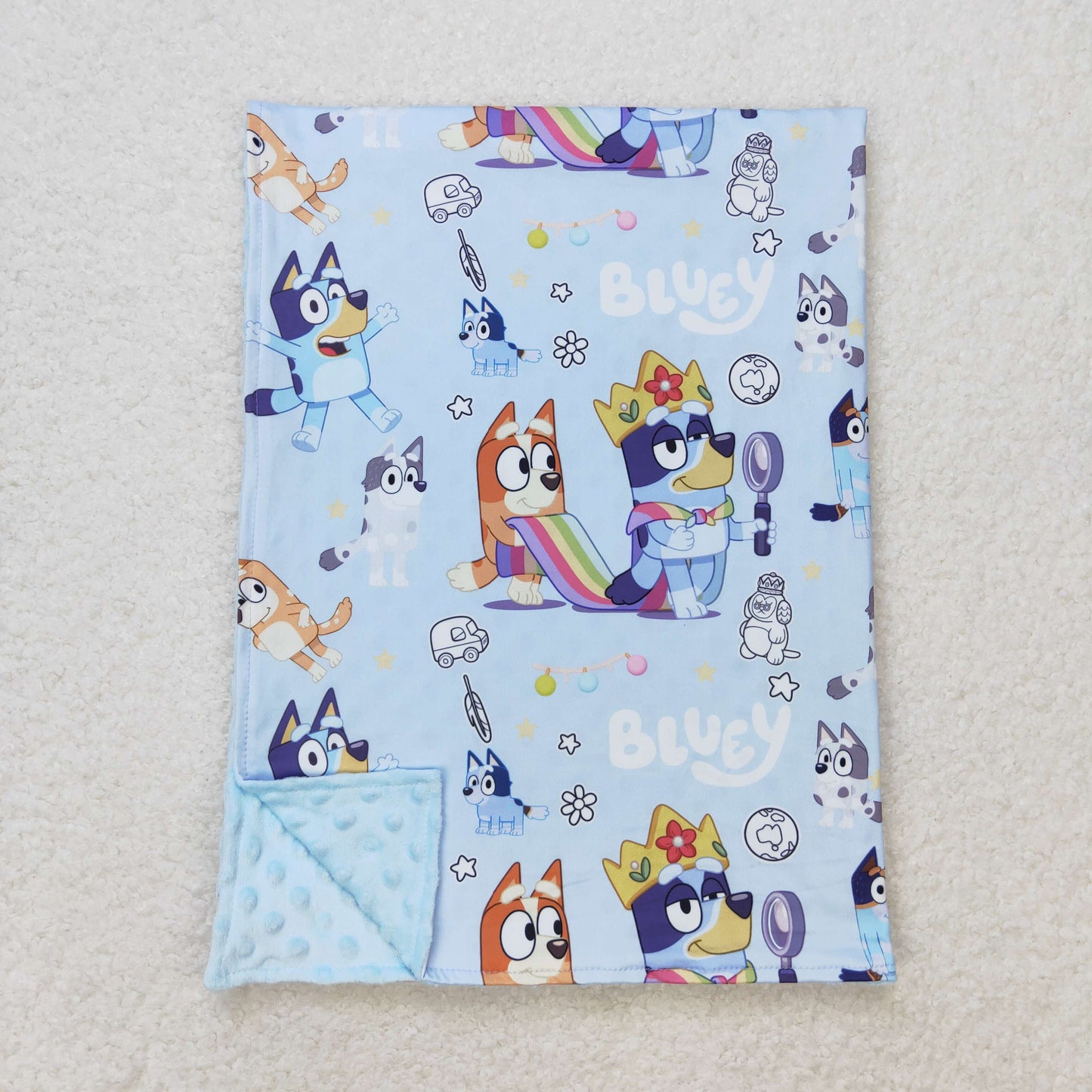 BL0131 cartoon blue dog blue baby blanket