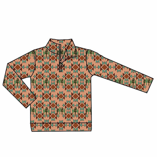 Custom Western Aztec Long Sleeve Zipper Boys Pullover
