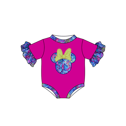 preorder SR1054 colorful Cartoon hot pink short sleeve boys romper
