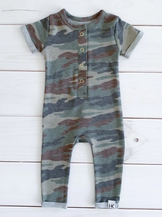 preorder SR1047 Camo green short sleeve boys romper