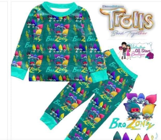 custom S 9.22 Cartoon green long sleeve pants kids pajamasq