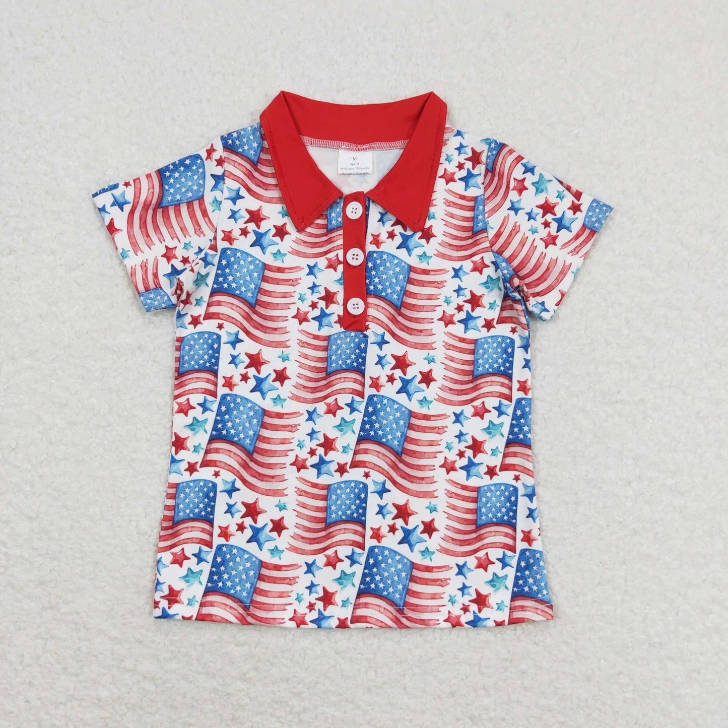 BT0565 July 4th Flag Star Short Sleeve Boys Top